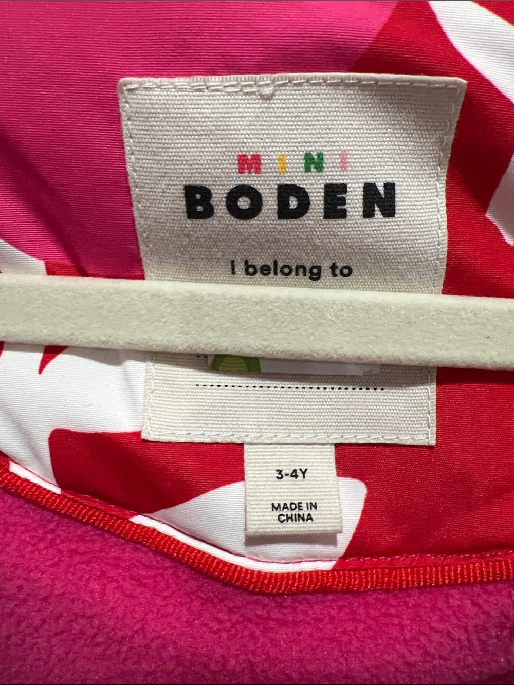 Like New Boden Hot Pink and White Floral Girls Winter Coat - Picture 3 of 3
